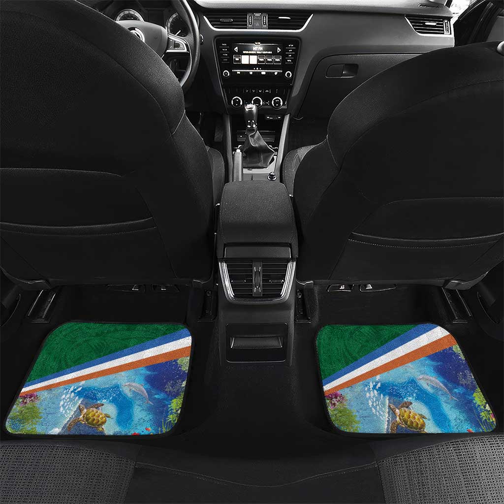 Marshall Islands Kwajalein Atoll Car Mats Polynesian Pattern and Undersea Animals LT03 Set 2pcs - Back Blue - Polynesian Pride