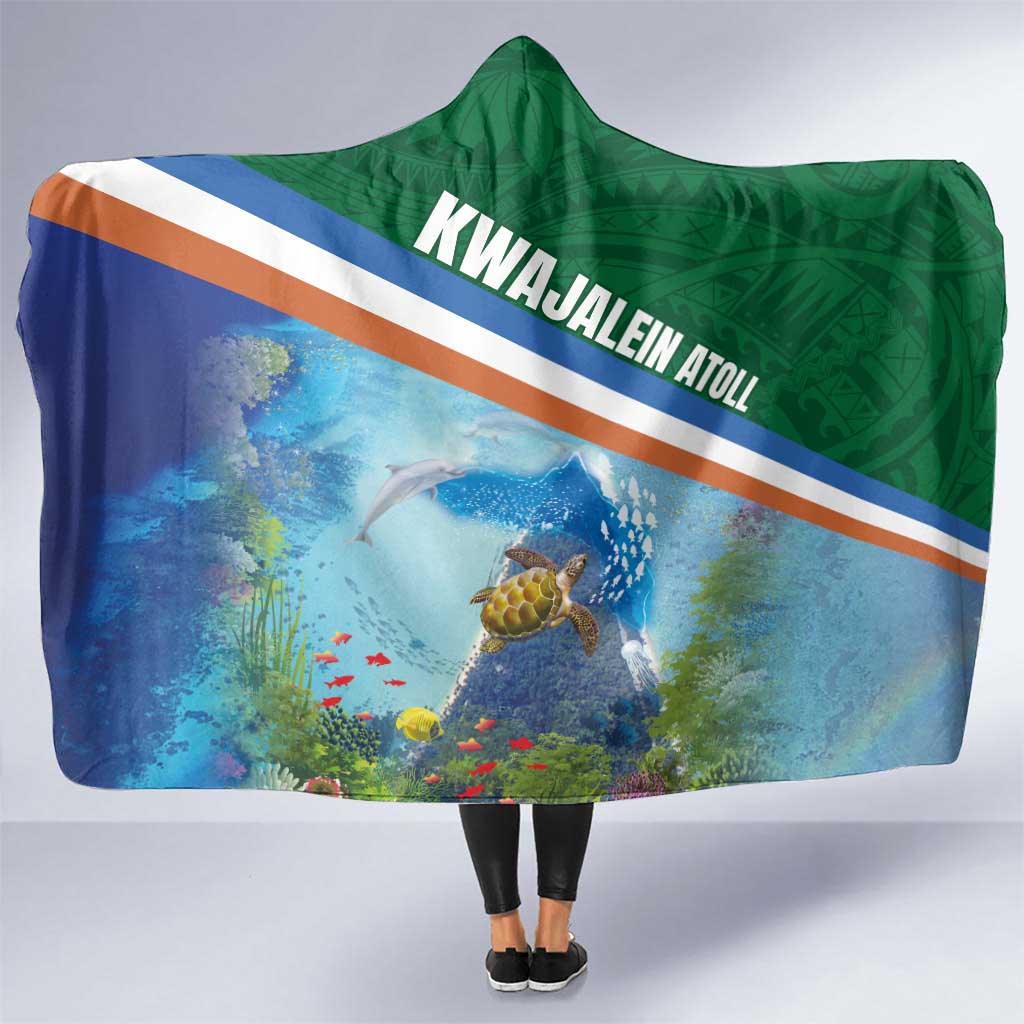 Marshall Islands Kwajalein Atoll Hooded Blanket Polynesian Pattern and Undersea Animals LT03 One Size Blue - Polynesian Pride