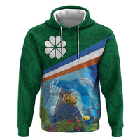Marshall Islands Kwajalein Atoll Hoodie Polynesian Pattern and Undersea Animals LT03 Pullover Hoodie Blue - Polynesian Pride