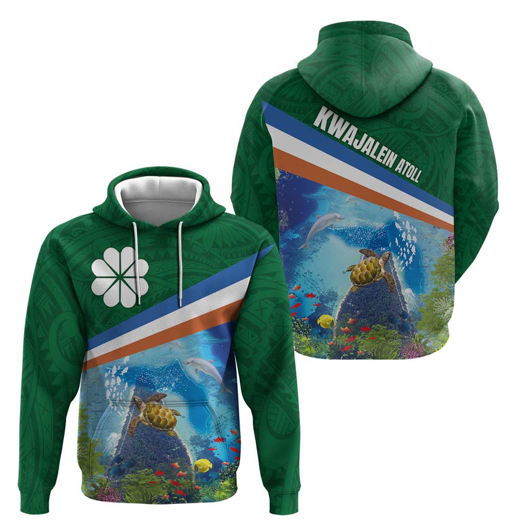 Marshall Islands Kwajalein Atoll Hoodie Polynesian Pattern and Undersea Animals LT03 - Polynesian Pride