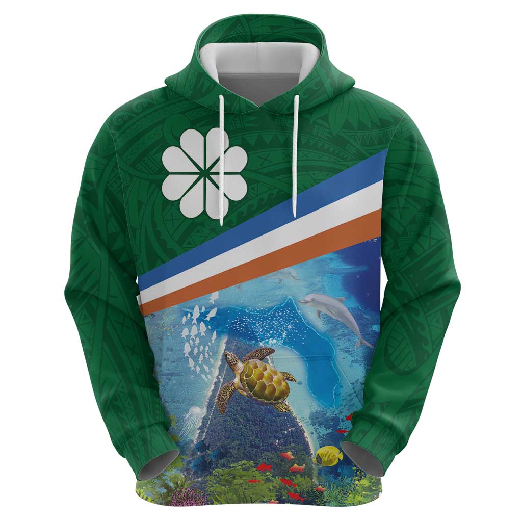 Marshall Islands Kwajalein Atoll Hoodie Polynesian Pattern and Undersea Animals LT03 - Polynesian Pride