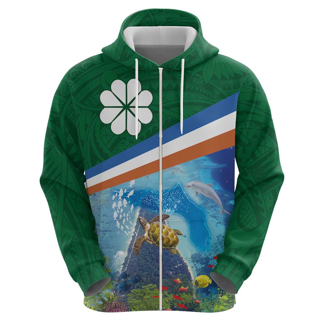 Marshall Islands Kwajalein Atoll Hoodie Polynesian Pattern and Undersea Animals LT03 - Polynesian Pride