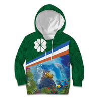 Marshall Islands Kwajalein Atoll Kid Hoodie Polynesian Pattern and Undersea Animals LT03 Hoodie Blue - Polynesian Pride