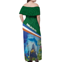 Marshall Islands Kwajalein Atoll Off Shoulder Maxi Dress Polynesian Pattern and Undersea Animals LT03 - Polynesian Pride