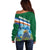 Marshall Islands Kwajalein Atoll Off Shoulder Sweater Polynesian Pattern and Undersea Animals