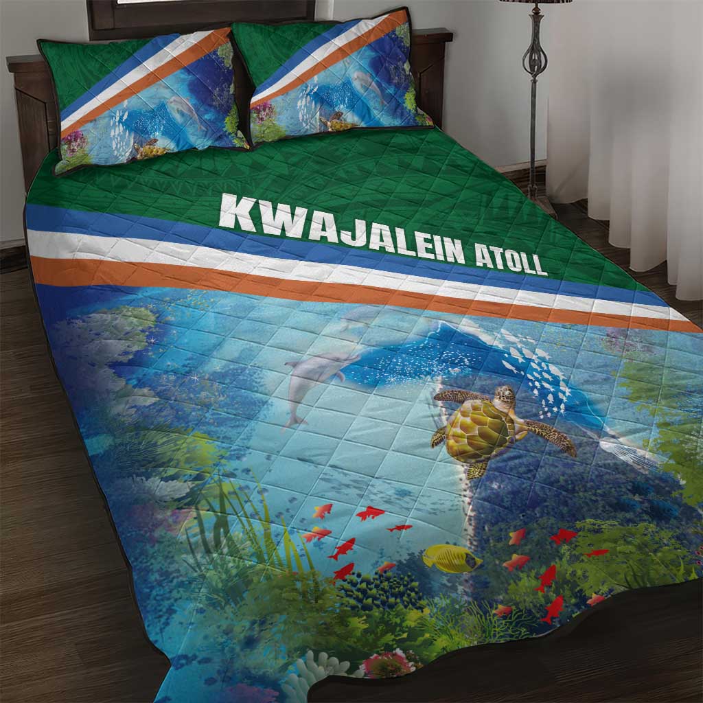 Marshall Islands Kwajalein Atoll Quilt Bed Set Polynesian Pattern and Undersea Animals LT03 Blue - Polynesian Pride