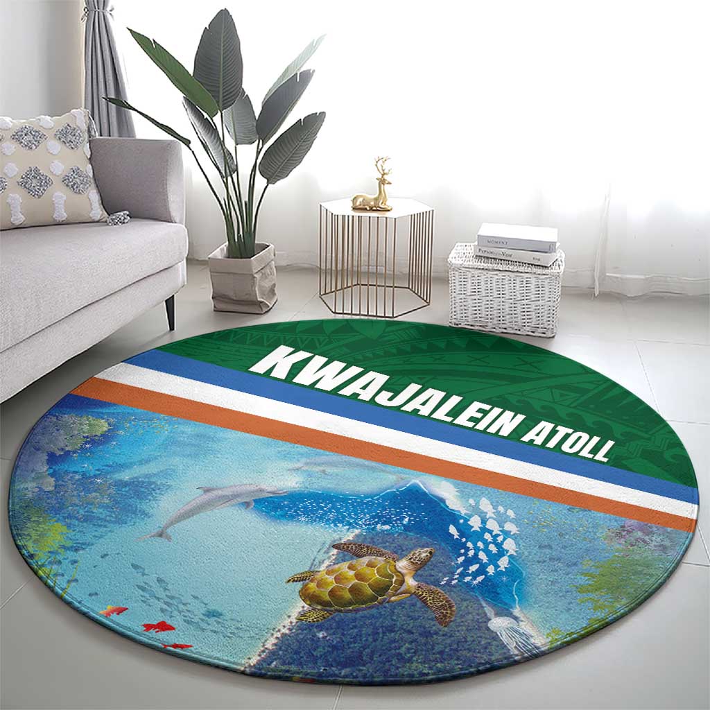 Marshall Islands Kwajalein Atoll Round Carpet Polynesian Pattern and Undersea Animals LT03 - Polynesian Pride