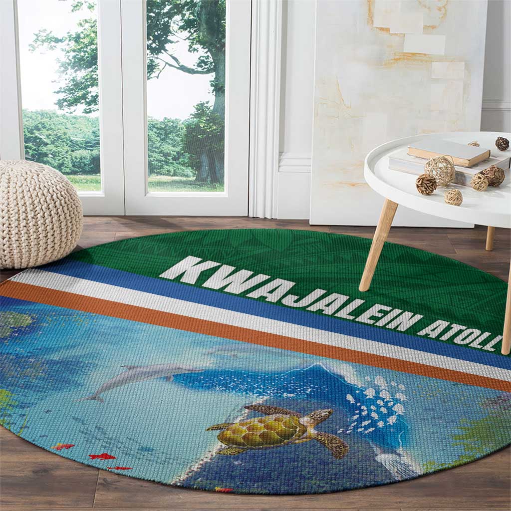 Marshall Islands Kwajalein Atoll Round Carpet Polynesian Pattern and Undersea Animals LT03 - Polynesian Pride