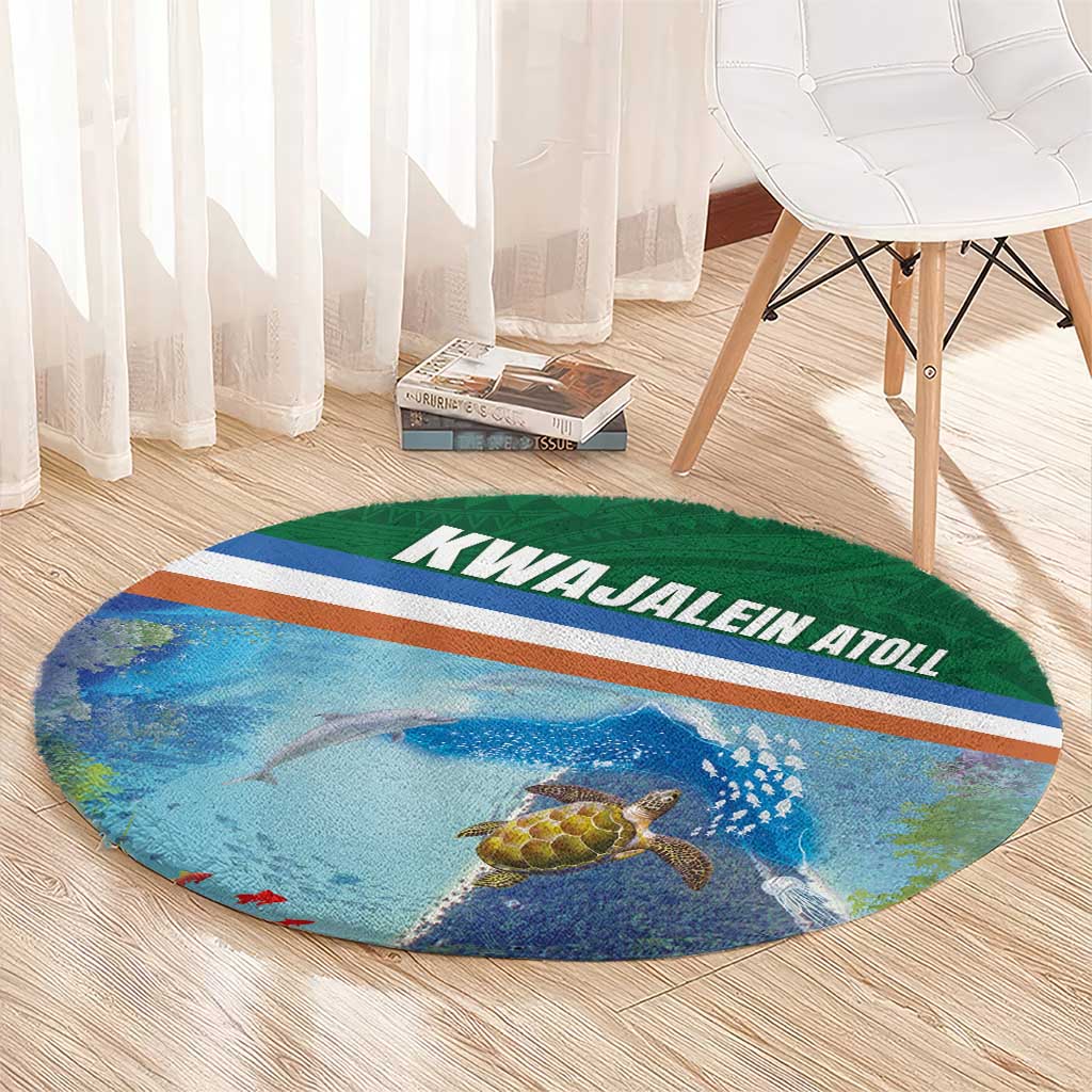 Marshall Islands Kwajalein Atoll Round Carpet Polynesian Pattern and Undersea Animals LT03 - Polynesian Pride