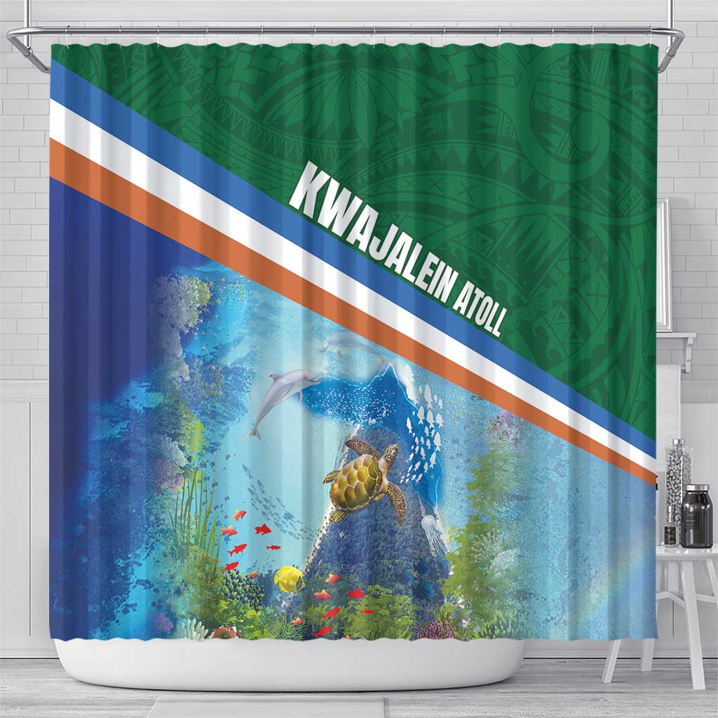 Marshall Islands Kwajalein Atoll Shower Curtain Polynesian Pattern and Undersea Animals LT03 - Polynesian Pride