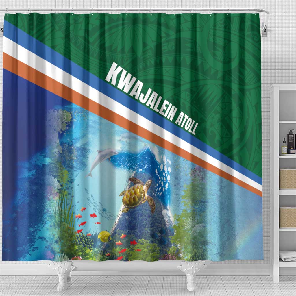 Marshall Islands Kwajalein Atoll Shower Curtain Polynesian Pattern and Undersea Animals LT03 - Polynesian Pride