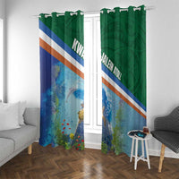Marshall Islands Kwajalein Atoll Window Curtain Polynesian Pattern and Undersea Animals LT03 With Grommets Blue - Polynesian Pride