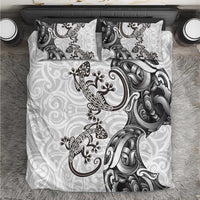 New Zealand Gecko Maori Art Tattoo Bedding Set White Color LT03 White - Polynesian Pride