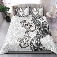 New Zealand Gecko Maori Art Tattoo Bedding Set White Color LT03 - Polynesian Pride