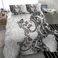 New Zealand Gecko Maori Art Tattoo Bedding Set White Color LT03 - Polynesian Pride