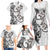 New Zealand Gecko Maori Art Tattoo Family Matching Long Sleeve Bodycon Dress and Hawaiian Shirt White Color