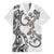 New Zealand Gecko Maori Art Tattoo Family Matching Off Shoulder Short Dress and Hawaiian Shirt White Color