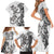 New Zealand Gecko Maori Art Tattoo Family Matching Short Sleeve Bodycon Dress and Hawaiian Shirt White Color