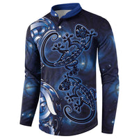 New Zealand Gecko Maori Art Tattoo Button Sweatshirt Matariki Mode LT03 - Polynesian Pride