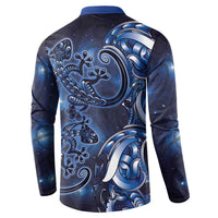 New Zealand Gecko Maori Art Tattoo Button Sweatshirt Matariki Mode LT03 - Polynesian Pride