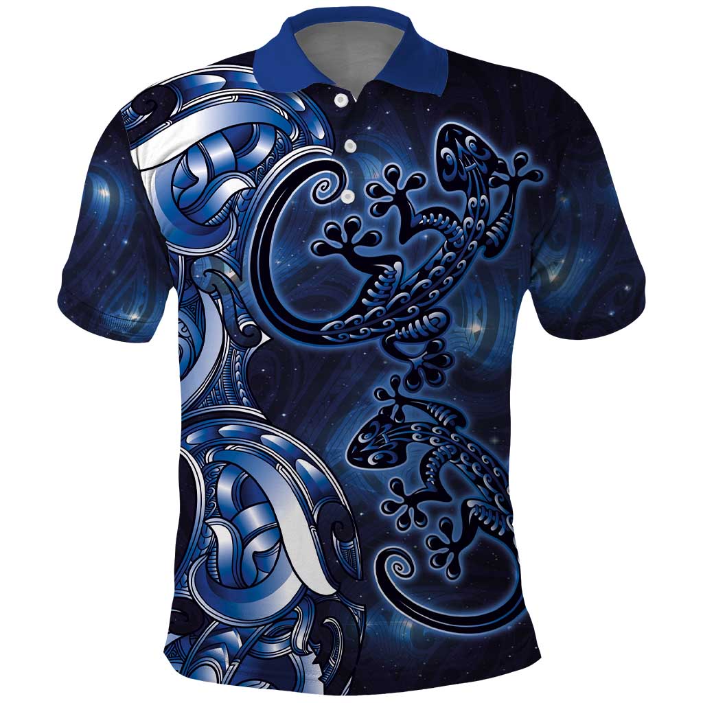 New Zealand Gecko Maori Art Tattoo Polo Shirt Matariki Mode