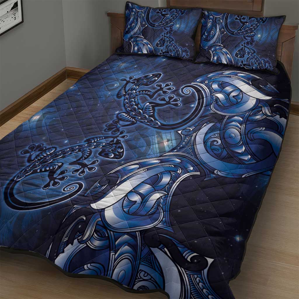New Zealand Gecko Maori Art Tattoo Quilt Bed Set Matariki Mode LT03 - Polynesian Pride