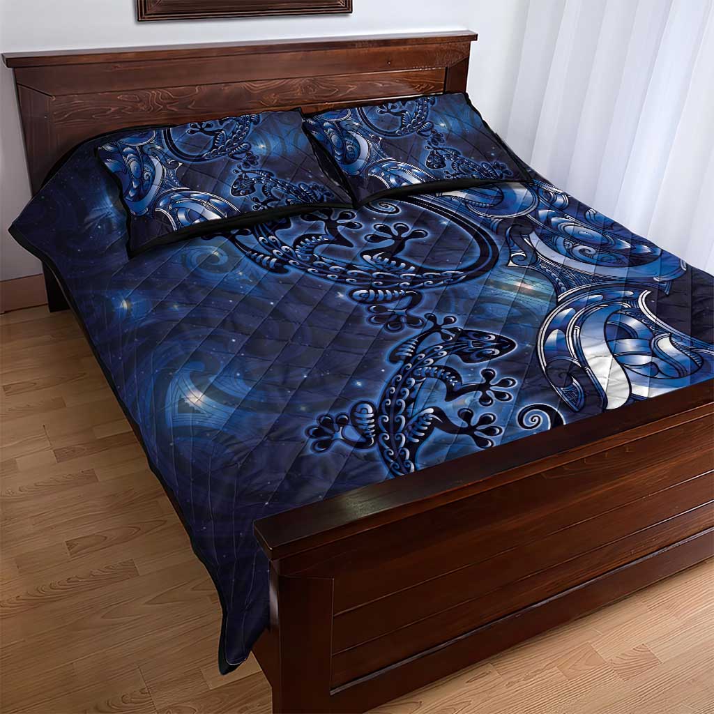 New Zealand Gecko Maori Art Tattoo Quilt Bed Set Matariki Mode LT03 - Polynesian Pride