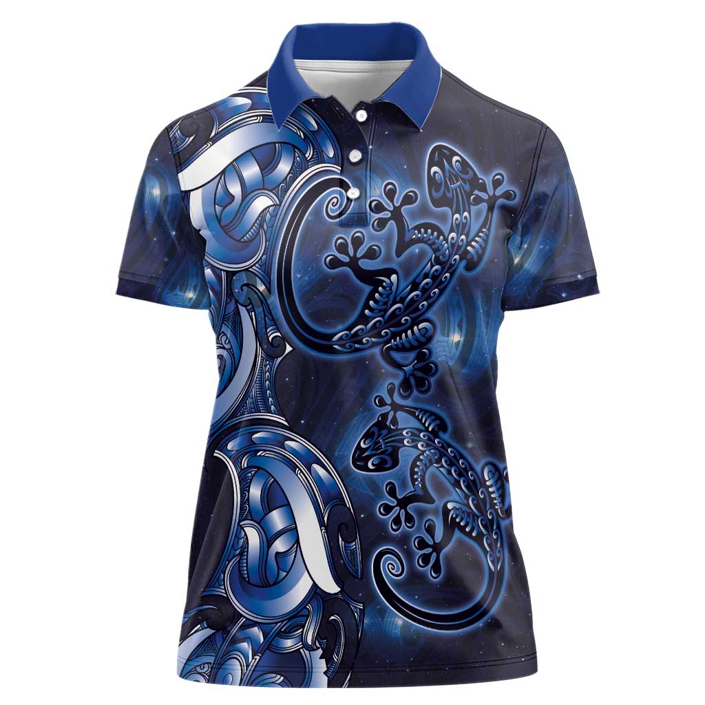 New Zealand Gecko Maori Art Tattoo Women Polo Shirt Matariki Mode