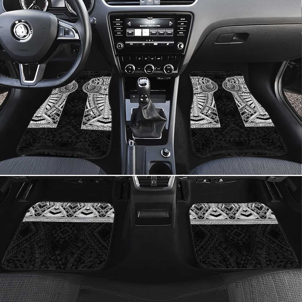 Samoan Traditional Art Tattoos Car Mats Tatau Tribal Motifs with Ula Fala Black LT03 Set 4pcs Black - Polynesian Pride