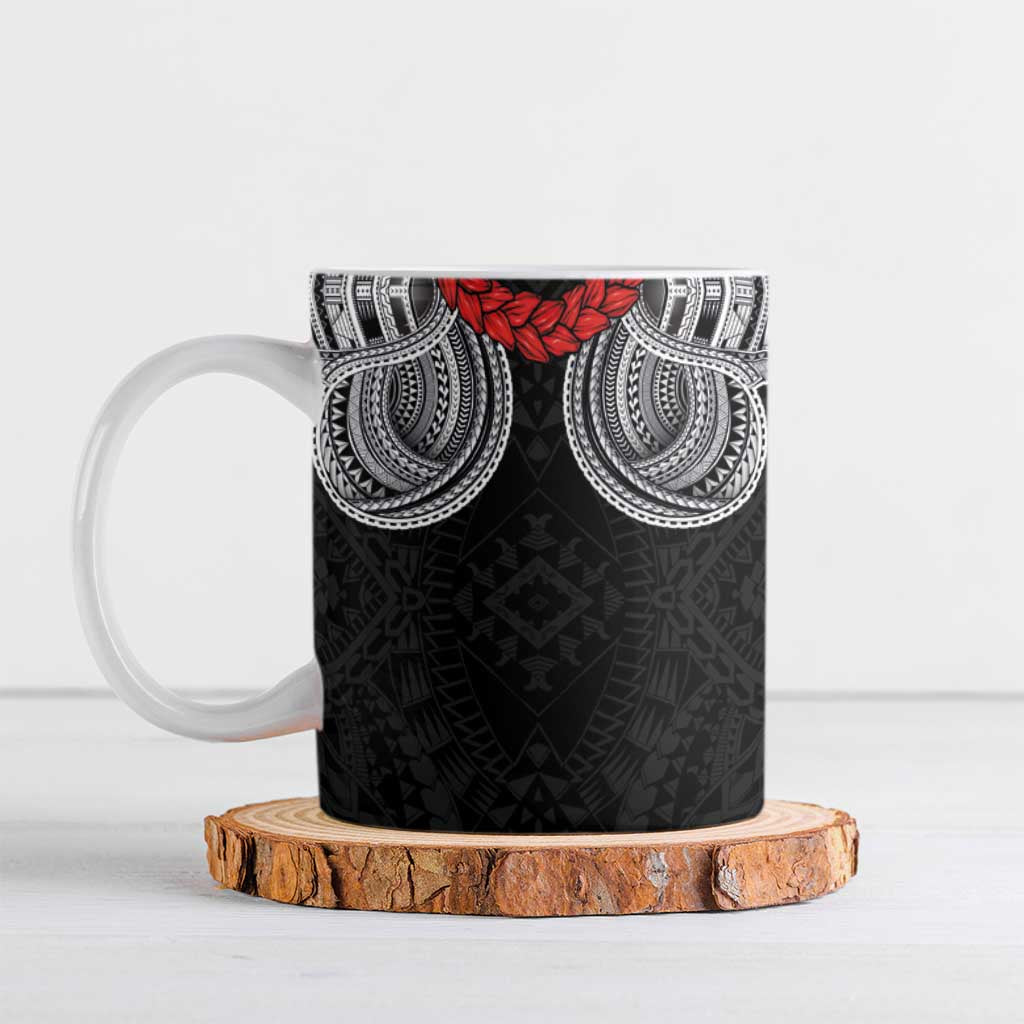 Samoan Traditional Art Tattoos Ceramic Mug Tatau Tribal Motifs with Ula Fala Black LT03 Black - Polynesian Pride