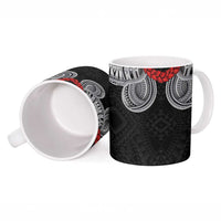 Samoan Traditional Art Tattoos Ceramic Mug Tatau Tribal Motifs with Ula Fala Black LT03 - Polynesian Pride