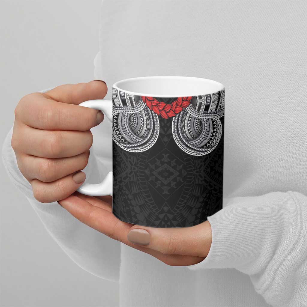 Samoan Traditional Art Tattoos Ceramic Mug Tatau Tribal Motifs with Ula Fala Black LT03 - Polynesian Pride