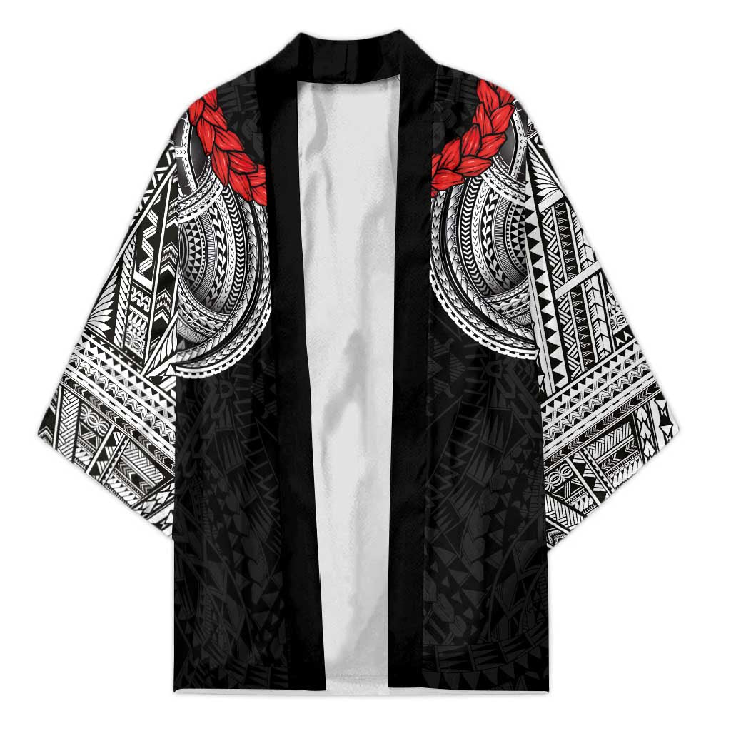 Samoan Traditional Art Tattoos Kimono Tatau Tribal Motifs with Ula Fala Black LT03 Unisex Black - Polynesian Pride