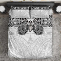 Samoan Traditional Art Tattoos Bedding Set Tatau Tribal Motifs with Ula Nifo White LT03 White - Polynesian Pride