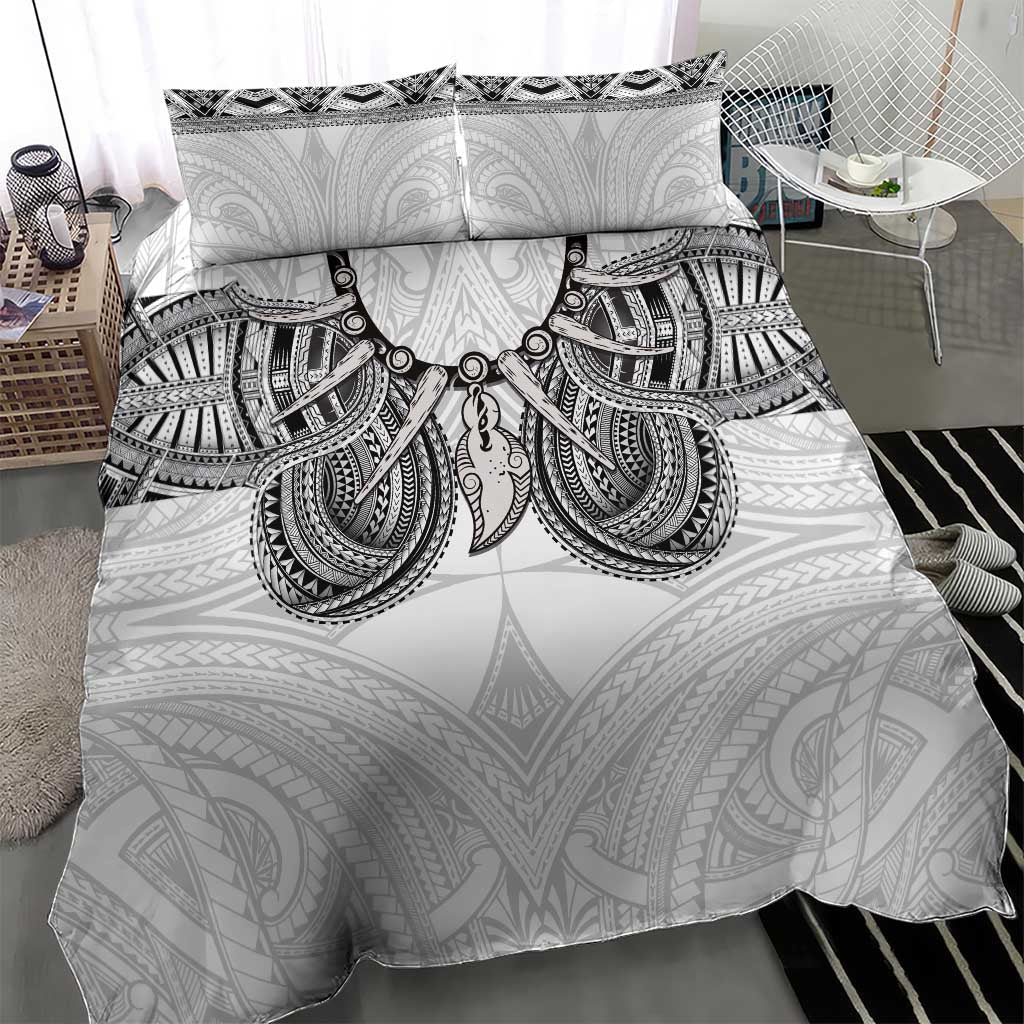 Samoan Traditional Art Tattoos Bedding Set Tatau Tribal Motifs with Ula Nifo White LT03 - Polynesian Pride
