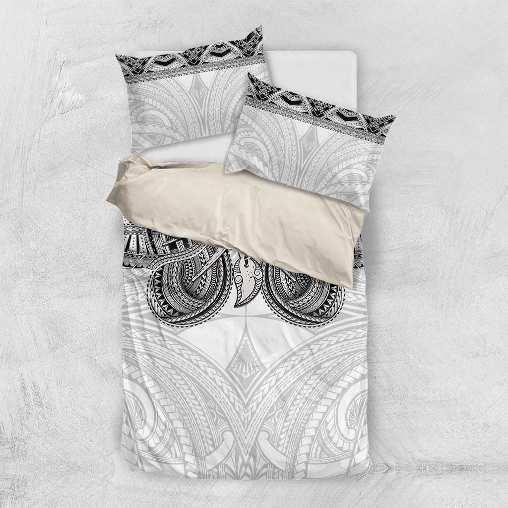 Samoan Traditional Art Tattoos Bedding Set Tatau Tribal Motifs with Ula Nifo White LT03 US Twin 172cm x 218cm White - Polynesian Pride