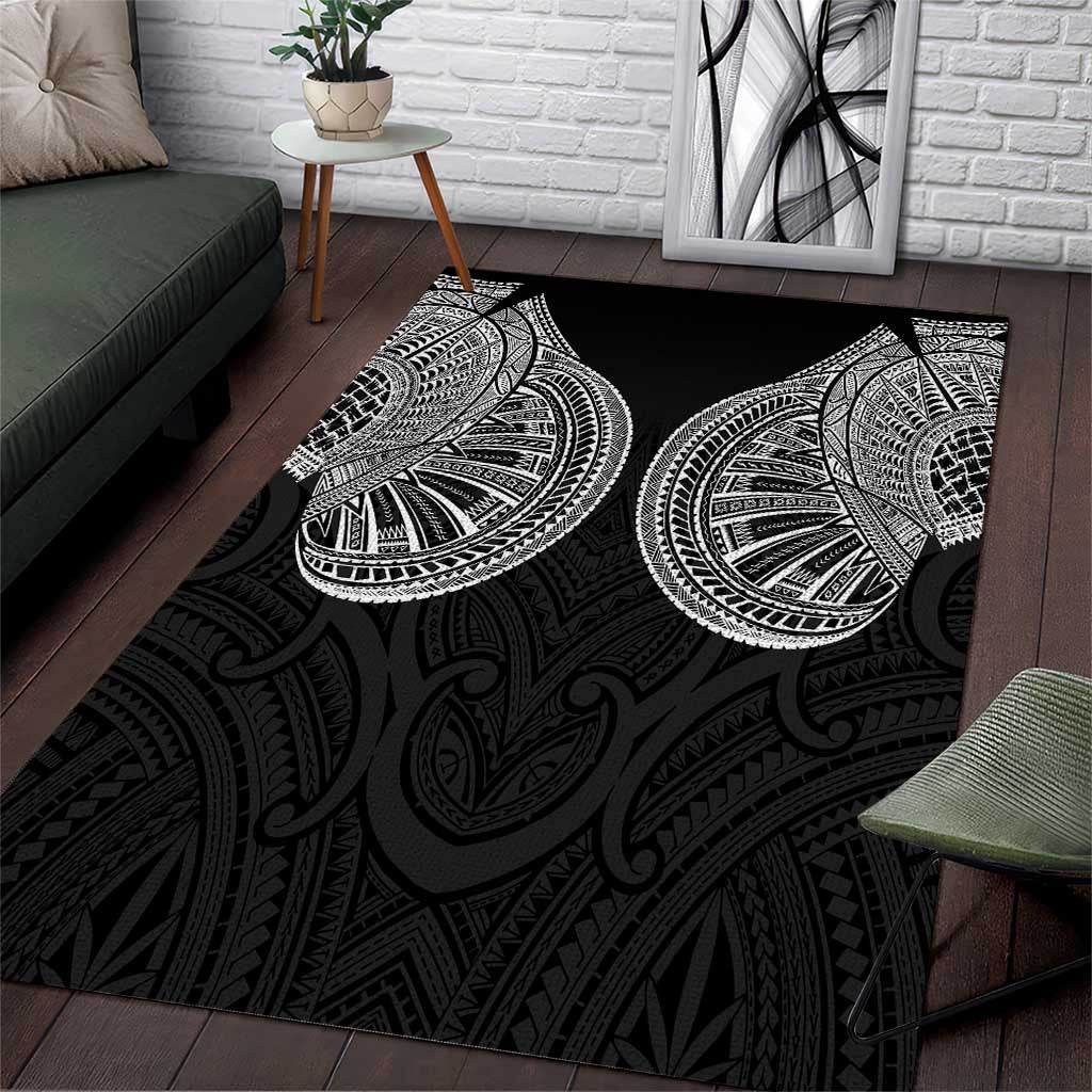 Samoan Traditional Art Tattoos Area Rug Tatau Roman Reigns Black Color LT03 Black - Polynesian Pride