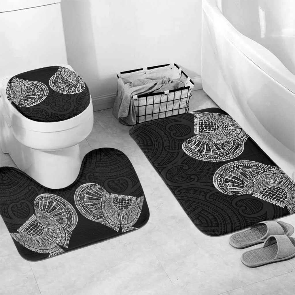 Samoan Traditional Art Tattoos Bathroom Set Tatau Roman Reigns Black Color LT03 Mat Set Only (3 pcs) One Size Black - Polynesian Pride