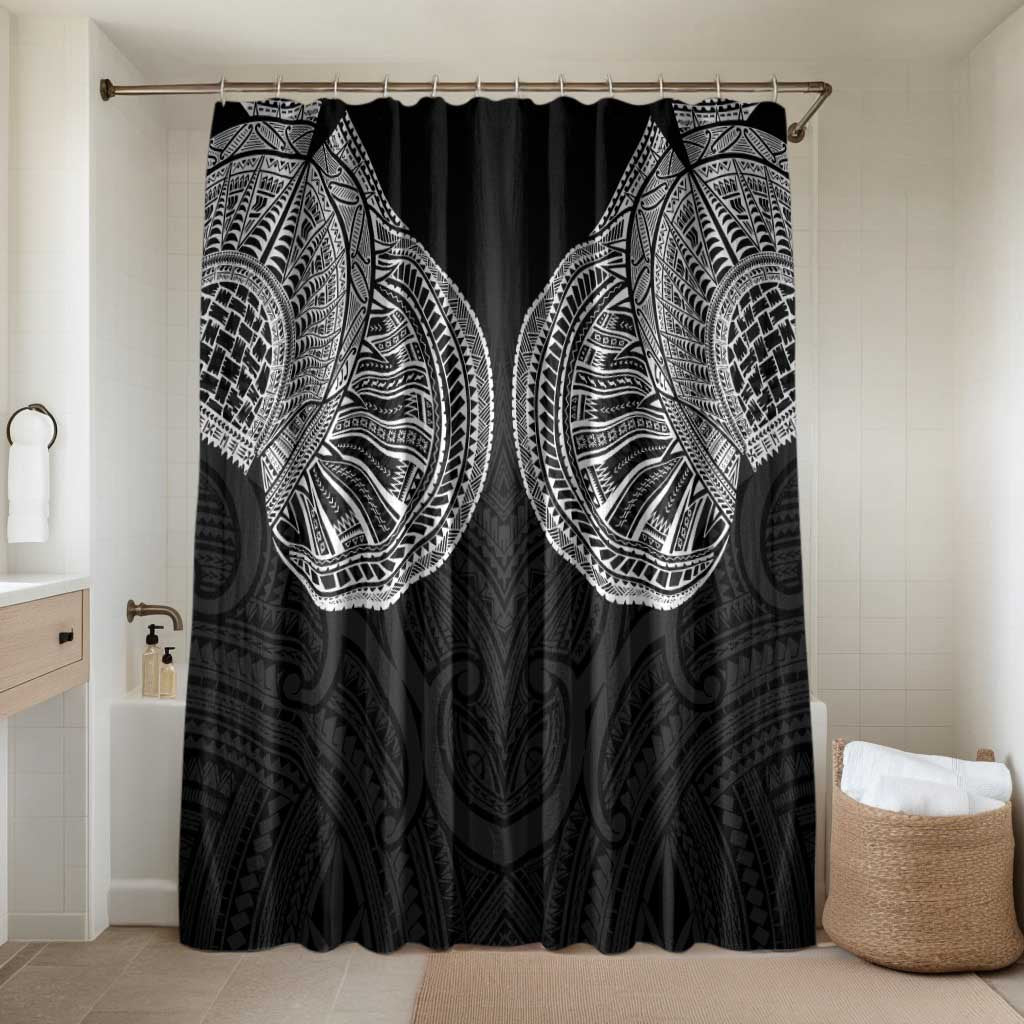 Samoan Traditional Art Tattoos Bathroom Set Tatau Roman Reigns Black Color LT03 Shower Curtain Only Black - Polynesian Pride