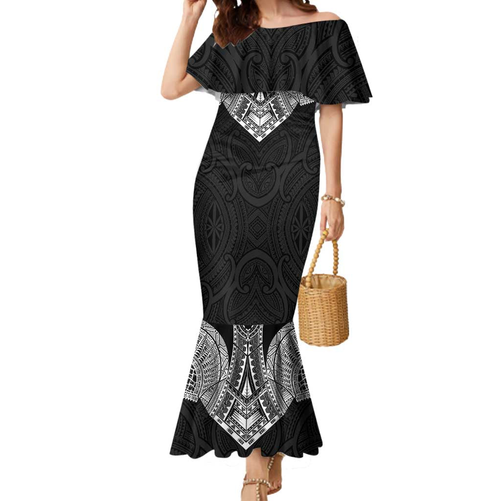 Samoan Traditional Art Tattoos Mermaid Dress Tatau Roman Reigns Black Color LT03 Women Black - Polynesian Pride