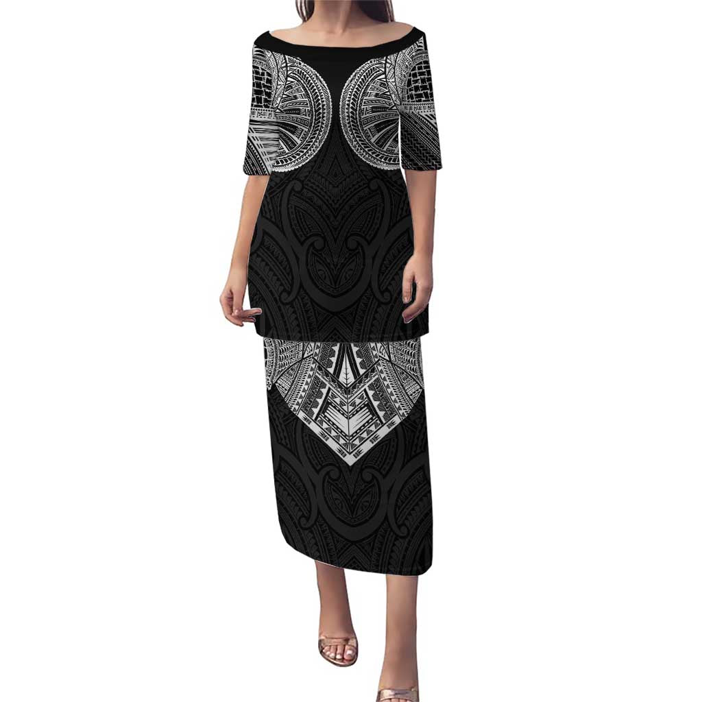 Samoan Traditional Art Tattoos Puletasi Tatau Roman Reigns Black Color LT03 Long Dress Black - Polynesian Pride