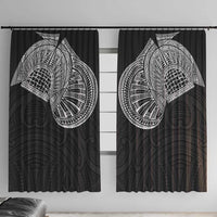 Samoan Traditional Art Tattoos Window Curtain Tatau Roman Reigns Black Color LT03 With Hooks Black - Polynesian Pride