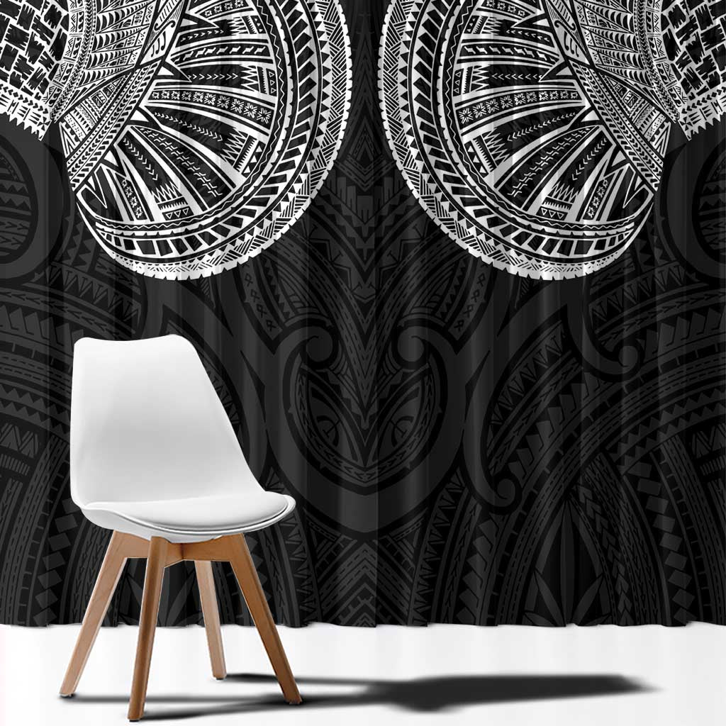Samoan Traditional Art Tattoos Window Curtain Tatau Roman Reigns Black Color LT03 - Polynesian Pride