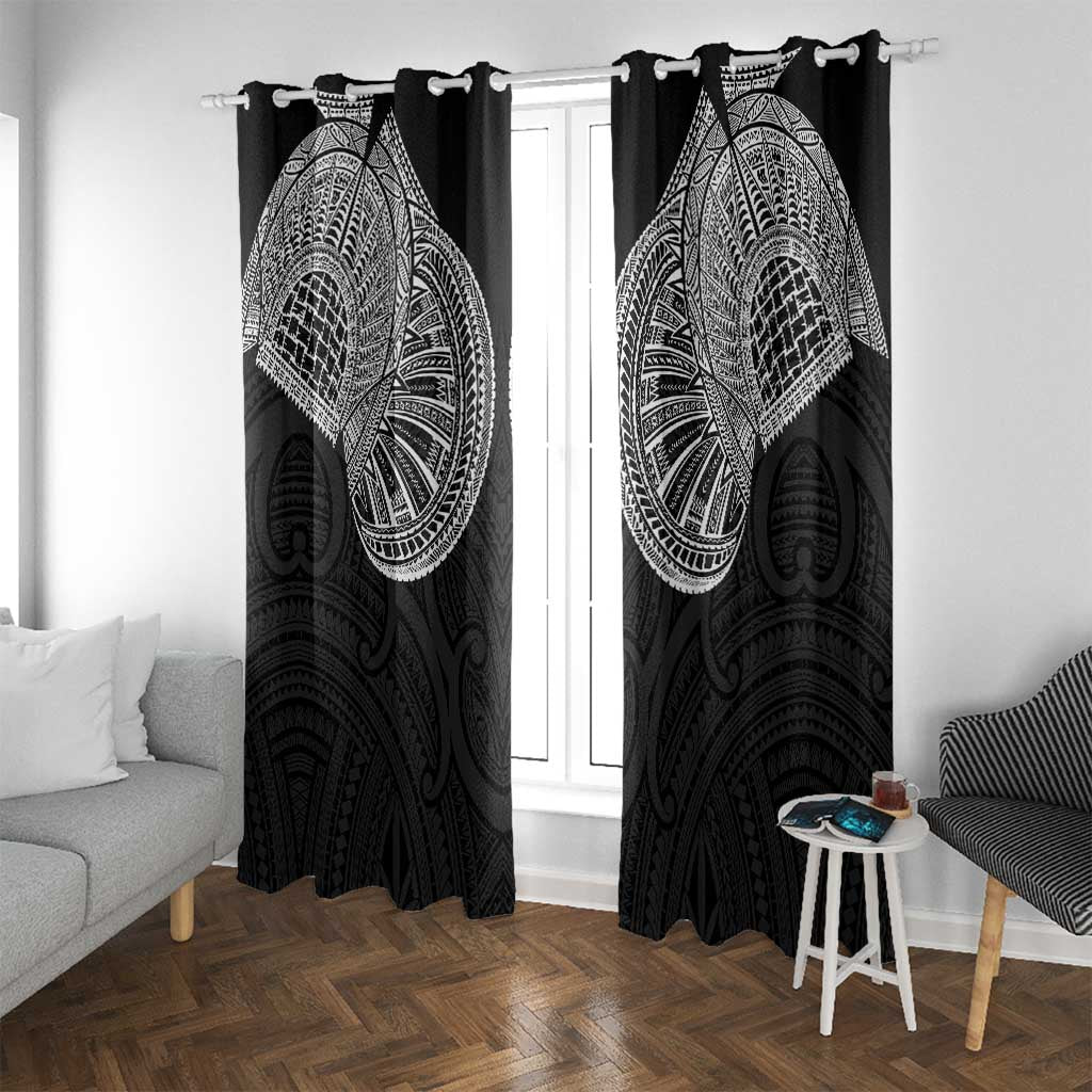 Samoan Traditional Art Tattoos Window Curtain Tatau Roman Reigns Black Color LT03 With Grommets Black - Polynesian Pride