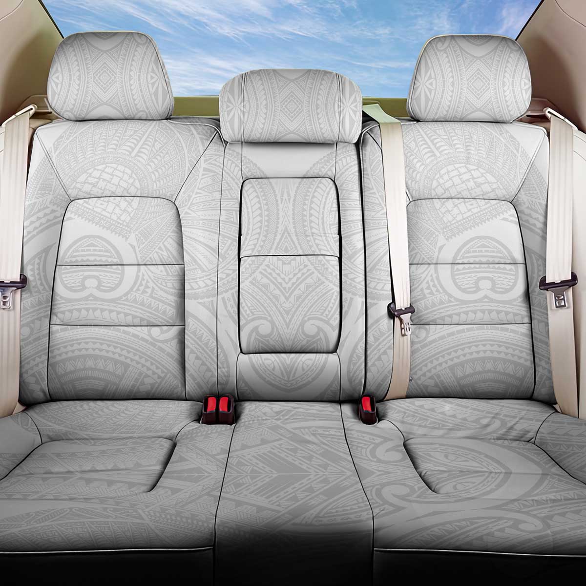 Samoan Traditional Art Tattoos Back Car Seat Cover Tatau Roman Reigns White Color LT03 One Size White - Polynesian Pride