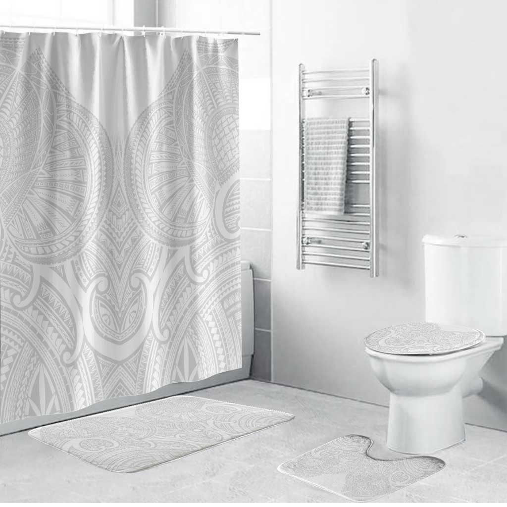 Samoan Traditional Art Tattoos Bathroom Set Tatau Roman Reigns White Color LT03 Bathroom Set (4 pcs) White - Polynesian Pride