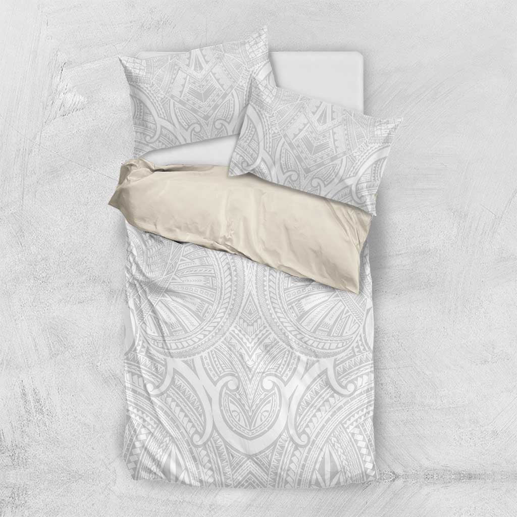 Samoan Traditional Art Tattoos Bedding Set Tatau Roman Reigns White Color LT03 US Twin 172cm x 218cm White - Polynesian Pride