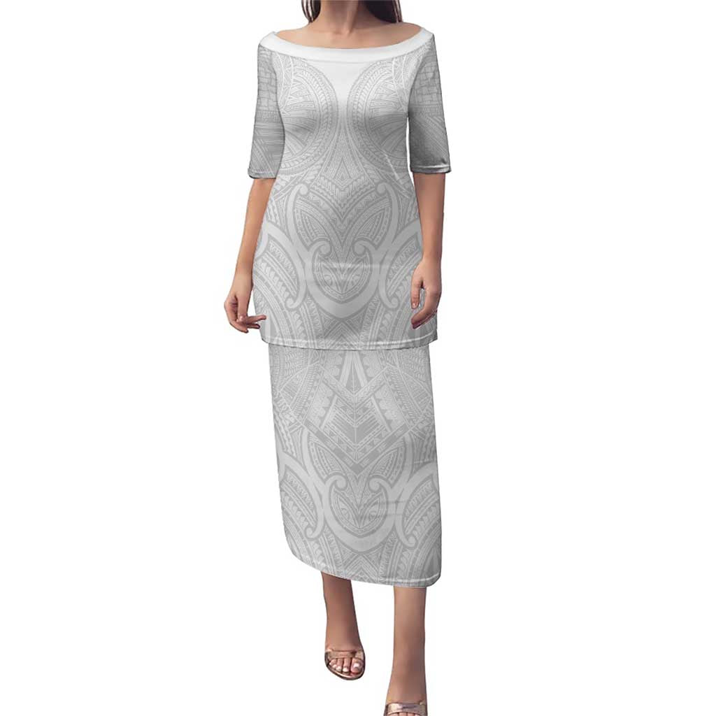 Samoan Traditional Art Tattoos Puletasi Tatau Roman Reigns White Color LT03 Long Dress White - Polynesian Pride