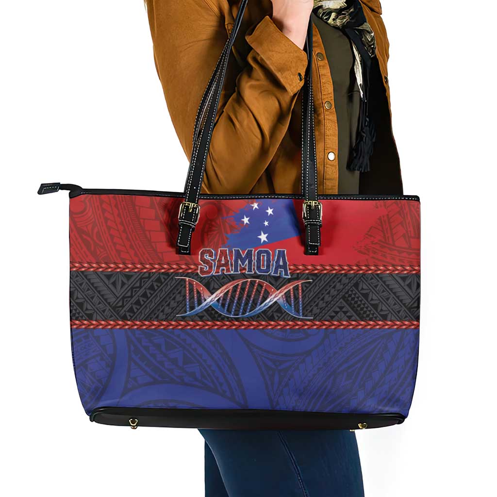 Samoan DNA-Proud of Samoa Leather Tote Bag Polynesian Patterns LT03 - Polynesian Pride