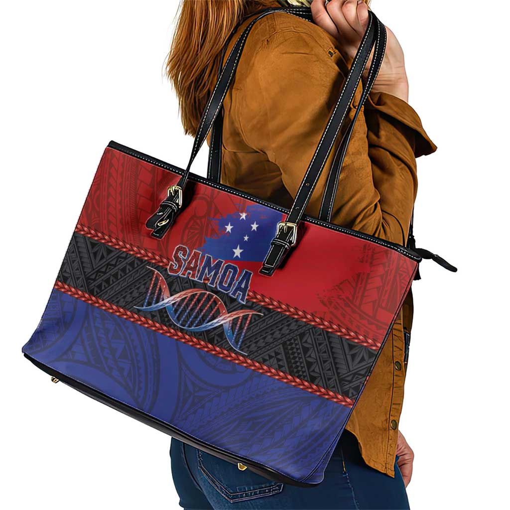 Samoan DNA-Proud of Samoa Leather Tote Bag Polynesian Patterns LT03 - Polynesian Pride